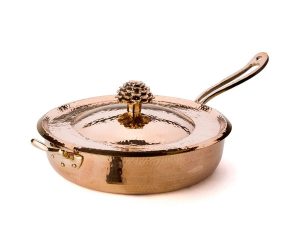 Copper Saute Pan 5.5 qt  w Flower Lid