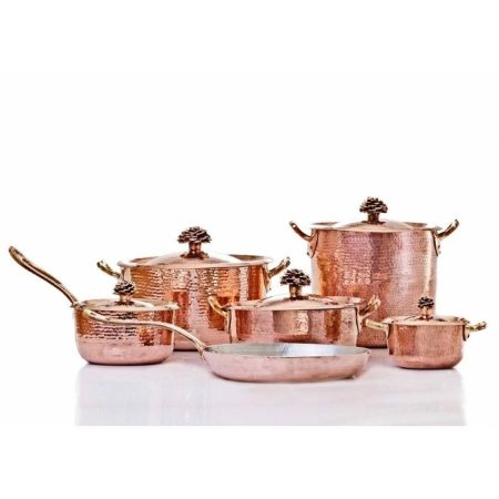 Copper Cookware Set of 11 with Flower Lid